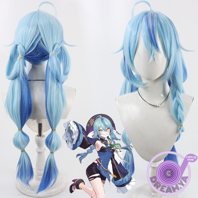 Synthetic Wigs - 유키히나 라미 코스프레 가발 Vtuber 블루
