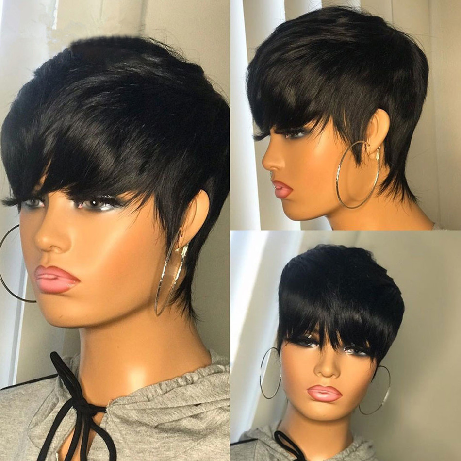Short Pixie Cut Wig Human Hair Cheap - 짧은 인모 가발 픽시컷 스트레이트 브라질리언