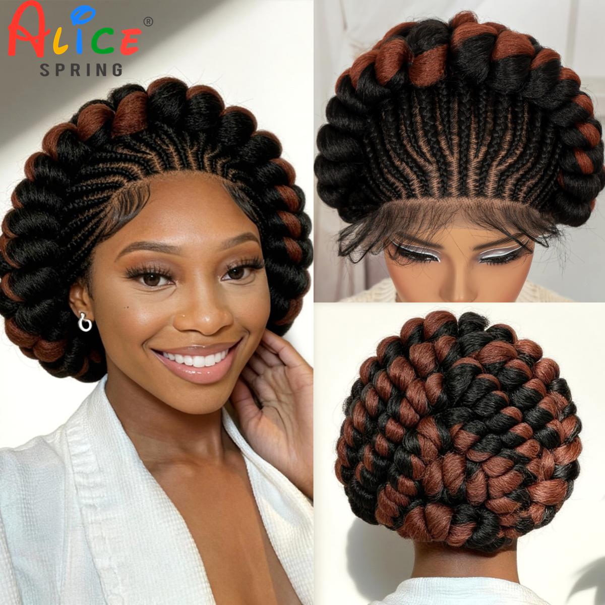 Synthetic Braided Wigs For Black Women - 콘로우 브레이드 가발 합성 풀 레이스