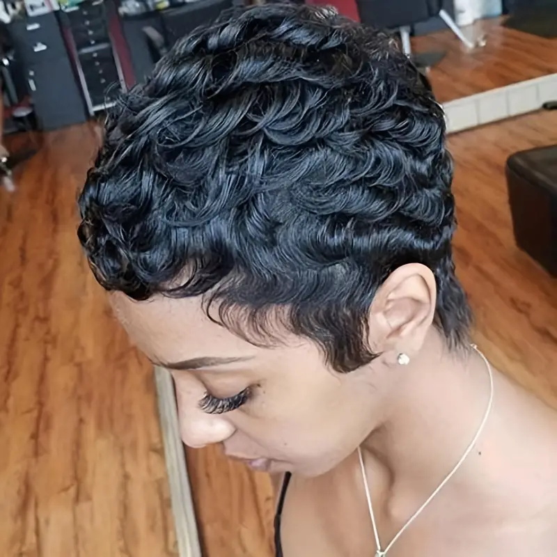 Short Pixie Cut Wig Human Hair Cheap - 짧은 밥 픽시컷 가발 픽시 곱슬머리