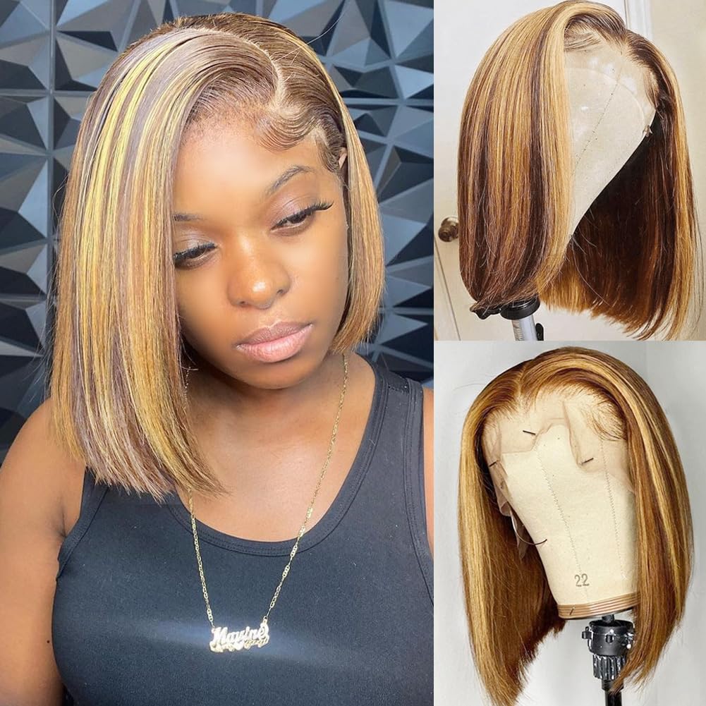 Pre Parted 13X4 Lace Front Bob Wig - 밥 가발 인모 13x4 HD 레이스