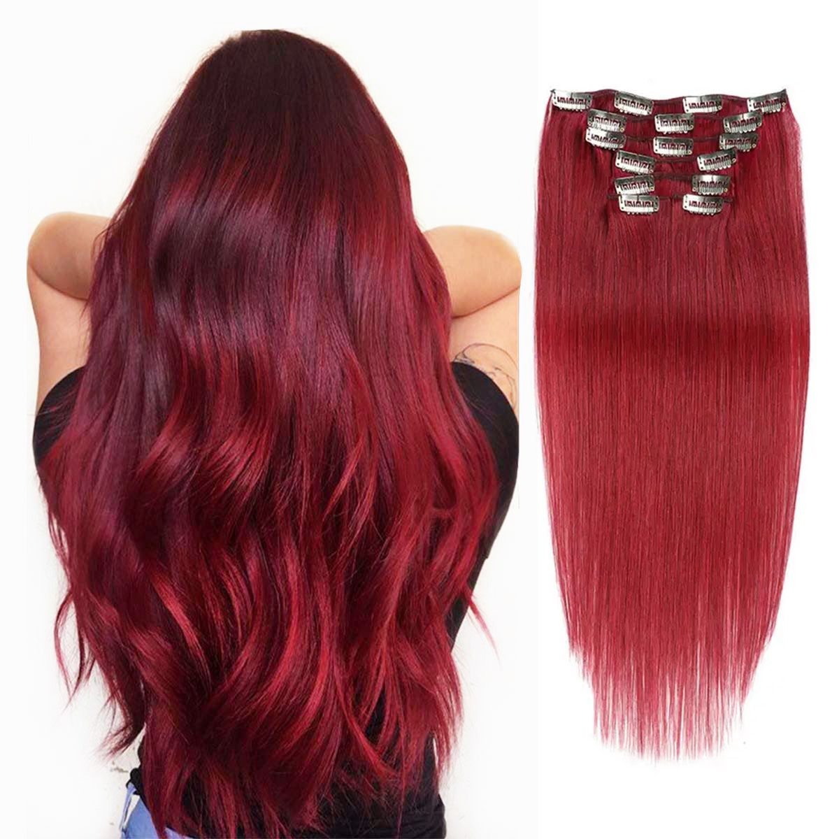 Seamless Clip In Hair Extensions Human Hair - 클립 인 헤어 익스텐션, 실제 인모,