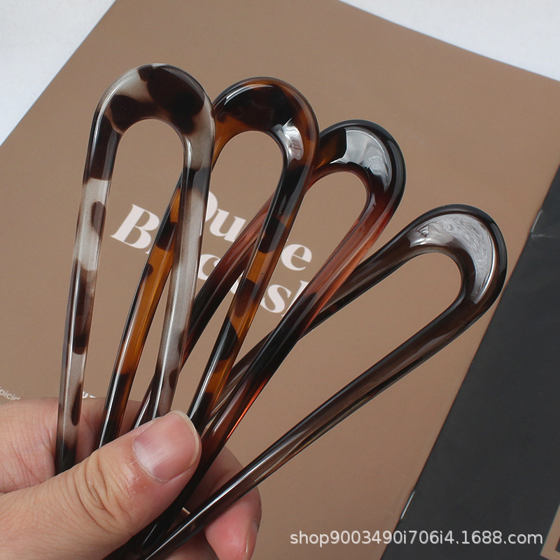 Hair Bundles - 한국 스타일 레오파드 프린트 U자형 머리핀,