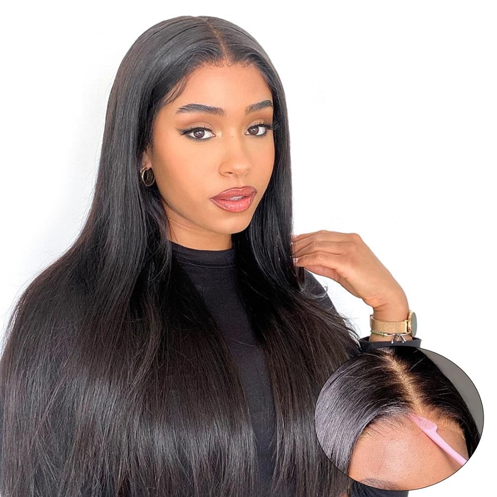 Glueless Wear And Go Human Hair Wig - 7x5 스트레이트 레이스 가발 32인치 200%