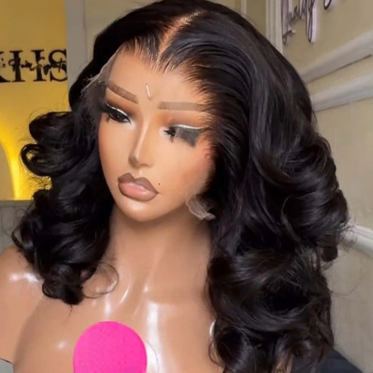 Pre Parted 13X4 Lace Front Bob Wig - 블랙 가발 숏밥 바디 웨이브 레이스