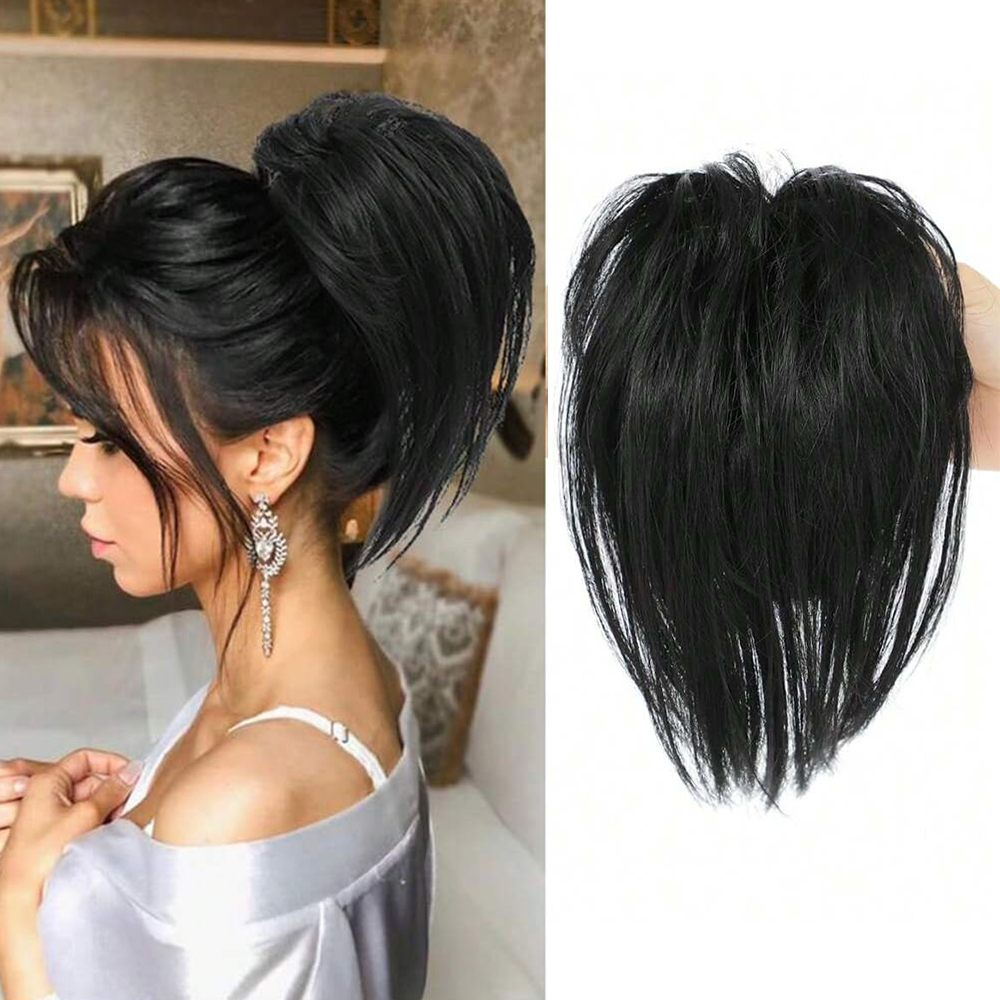 Claw Clip Messy Bun Hair Piece - 합성 메시 스트레이트 포니테일 클로 헤어