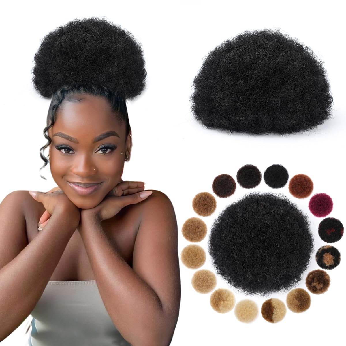 Drawstring Afro Curly Puff Ponytail - 아프로 퍼프 합성 드로스트링 포니테일 곱슬머리