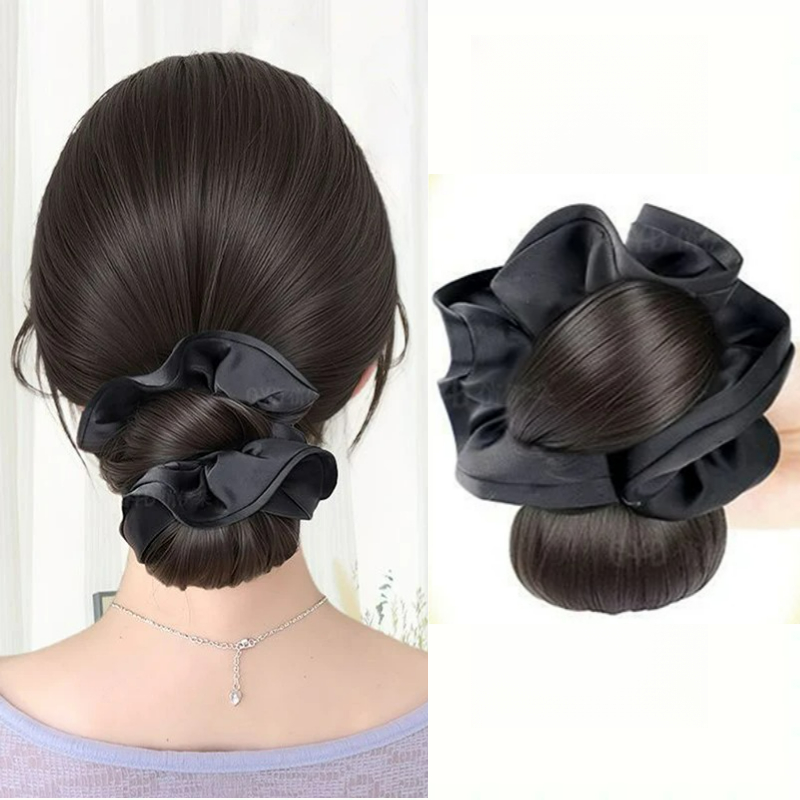 Claw Clip Messy Bun Hair Piece - 새로운 합성 새틴 헤어 타이, 집게핀이