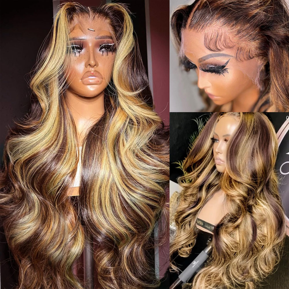 Hd Lace Frontal Wig Human Hair Pre Plucked - 하이라이트 가발 13x4 레이스 프론트 가발