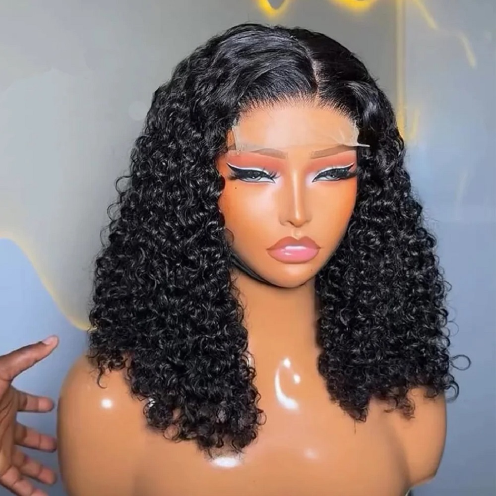 Glueless Wear And Go Human Hair Wig - 8-14인치 짧은 곱슬 웨이브 숏밥 인모