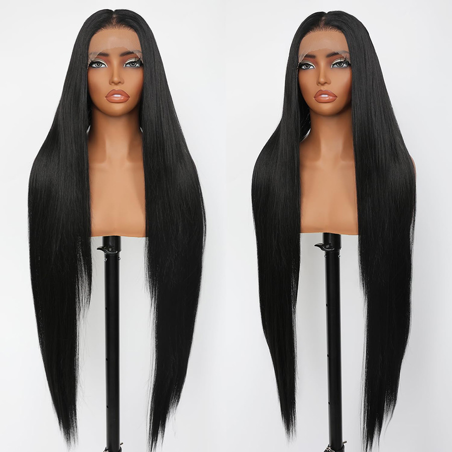 Lace Front Wigs - 딕스테포 리얼 헤어 스트레이트 레이스 프론트
