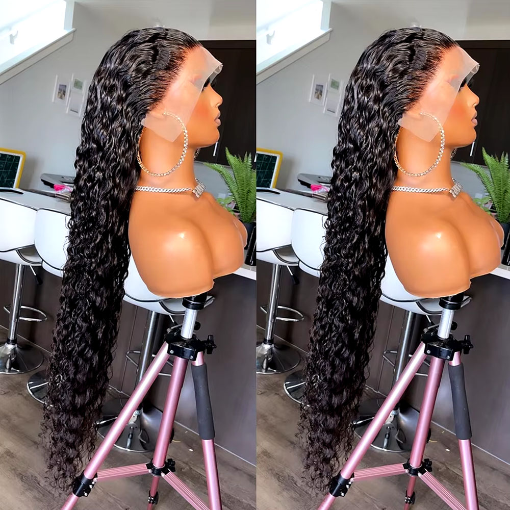 Human Hair Wigs - 42인치 브라질산 버진 생인모 제리 곱슬