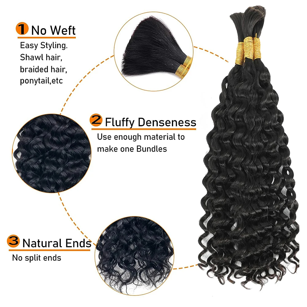 워터 웨이브 생인모 브레이딩 헤어, 미가공 생인모 브레 - Water Wave Bulk Human Hair For Braiding 리뷰 및 가격
