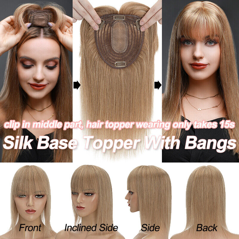 여성용 Toupee 실크 베이스 토퍼 클립, 실제 인모 - Seamless Clip In Hair Extensions Human Hair 리뷰 및 가격