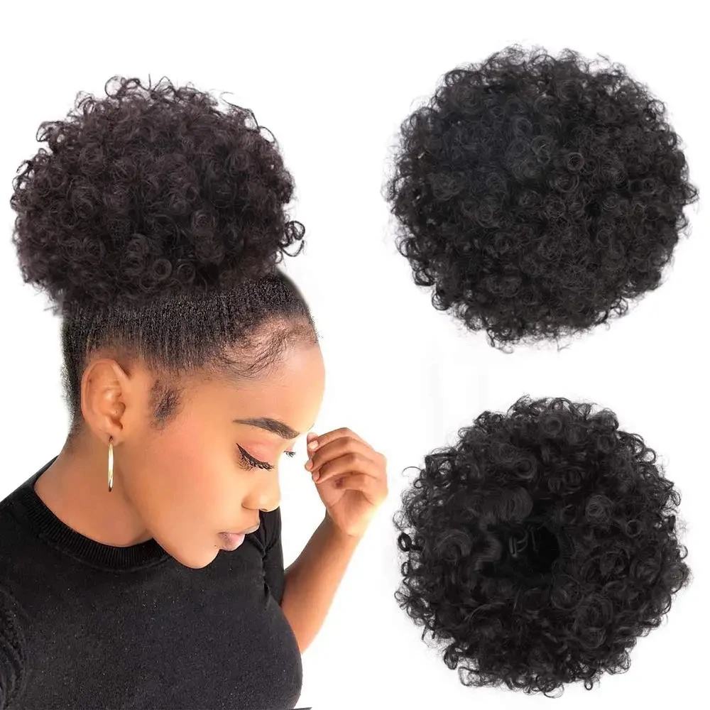 흑인 여성용 아프로 퍼프 드로스트링 포니테일 익스텐션, - Drawstring Afro Curly Puff Ponytail 리뷰 및 가격