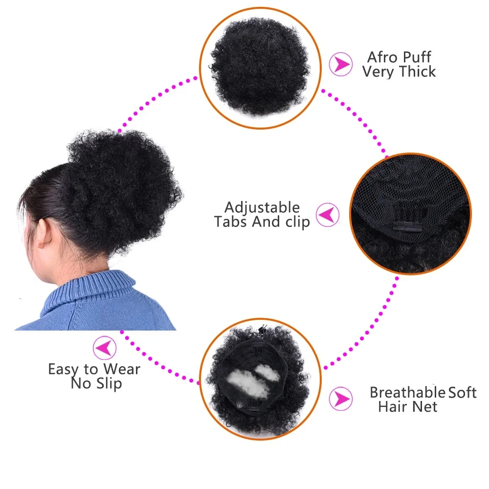 흑인 여성용 아프로 퍼프 드로스트링 포니테일 익스텐션, - Drawstring Afro Curly Puff Ponytail 리뷰 및 가격