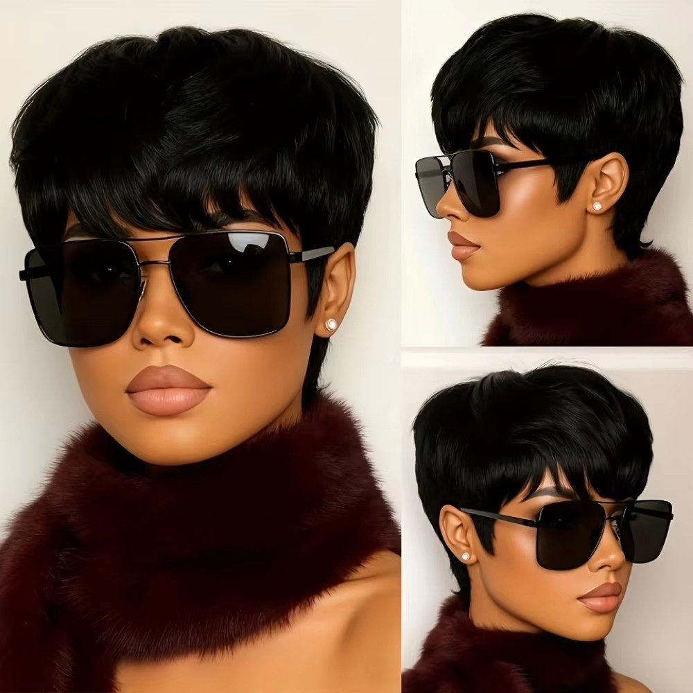 여성용 숏 픽시컷 인모 가발, 기계식 제작 인모 스트레 - Short Pixie Cut Wig Human Hair Cheap 리뷰 및 가격