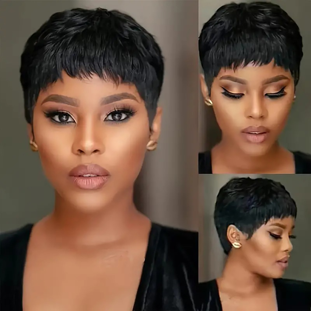짧은 생머리 인모 가발, 내추럴 컬러 브라질 레미 헤어 - Short Pixie Cut Wig Human Hair Cheap 리뷰 및 가격