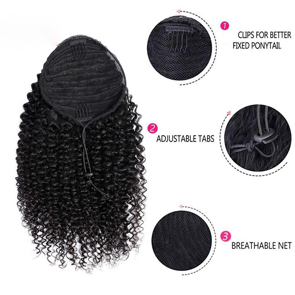 24~26인치 길이의 아프로 곱슬머리 드로스트링 포니테 - Seamless Clip In Hair Extensions Human Hair 리뷰 및 가격