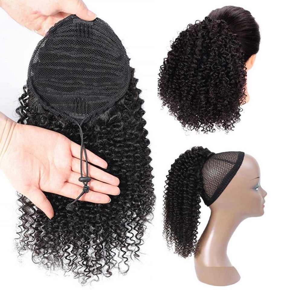 24~26인치 길이의 아프로 곱슬머리 드로스트링 포니테 - Seamless Clip In Hair Extensions Human Hair 리뷰 및 가격