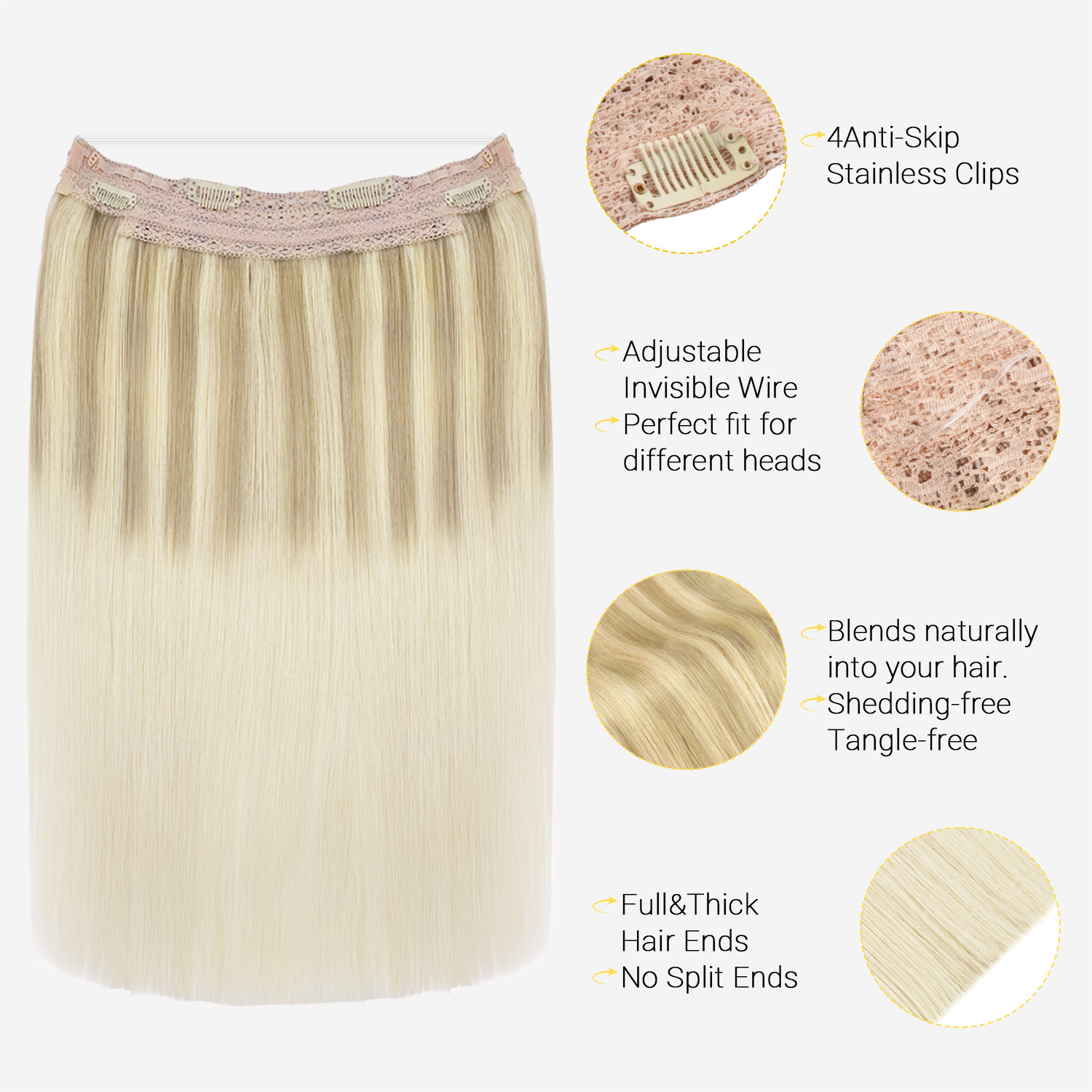 선모파보 와이어 헤어 익스텐션, 4개의 안전 클립이 있 - Seamless Clip In Hair Extensions Human Hair 리뷰 및 가격