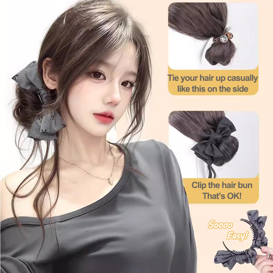 Bowknot 클로 클립이있는 합성 머리 롤빵 머리 확 - Claw Clip Messy Bun Hair Piece 리뷰 및 가격