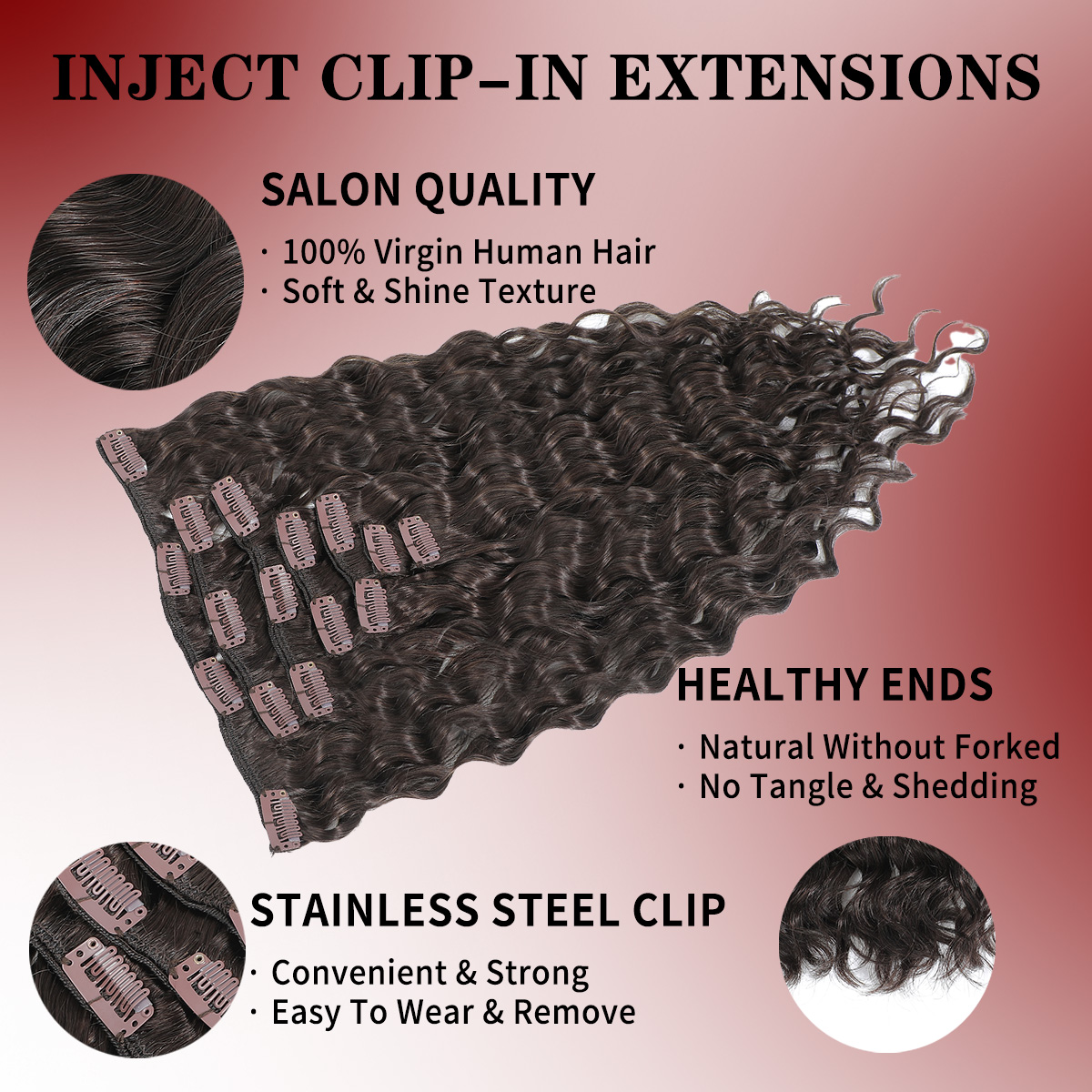 12A 7피스/세트 워터 웨이브 클립인 인모 헤어 익스 - Seamless Clip In Hair Extensions Human Hair 리뷰 및 가격