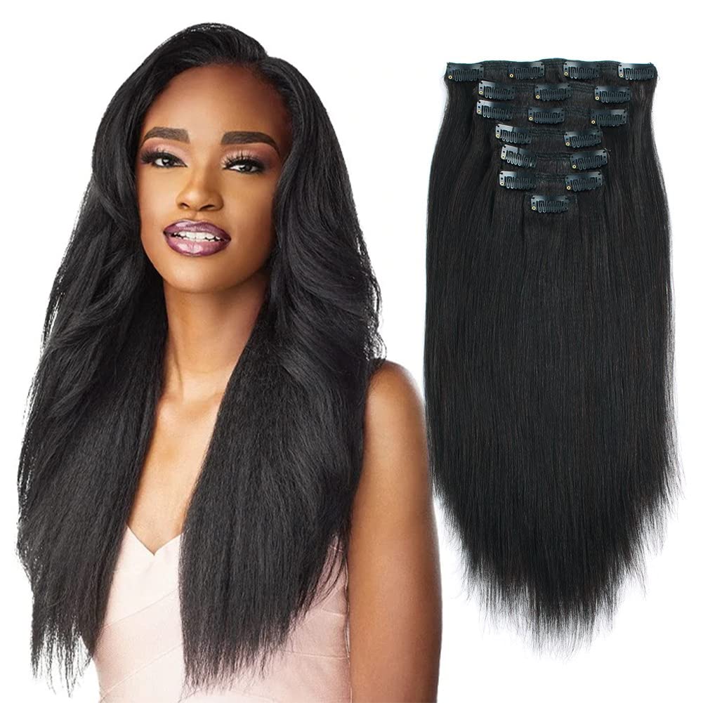야키 스트레이트 클립 100% 인모 연장 더블 위사 스 - Seamless Clip In Hair Extensions Human Hair 리뷰 및 가격