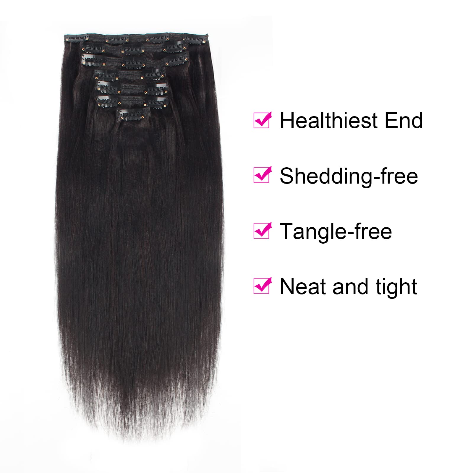 야키 스트레이트 클립 100% 인모 연장 더블 위사 스 - Seamless Clip In Hair Extensions Human Hair 리뷰 및 가격