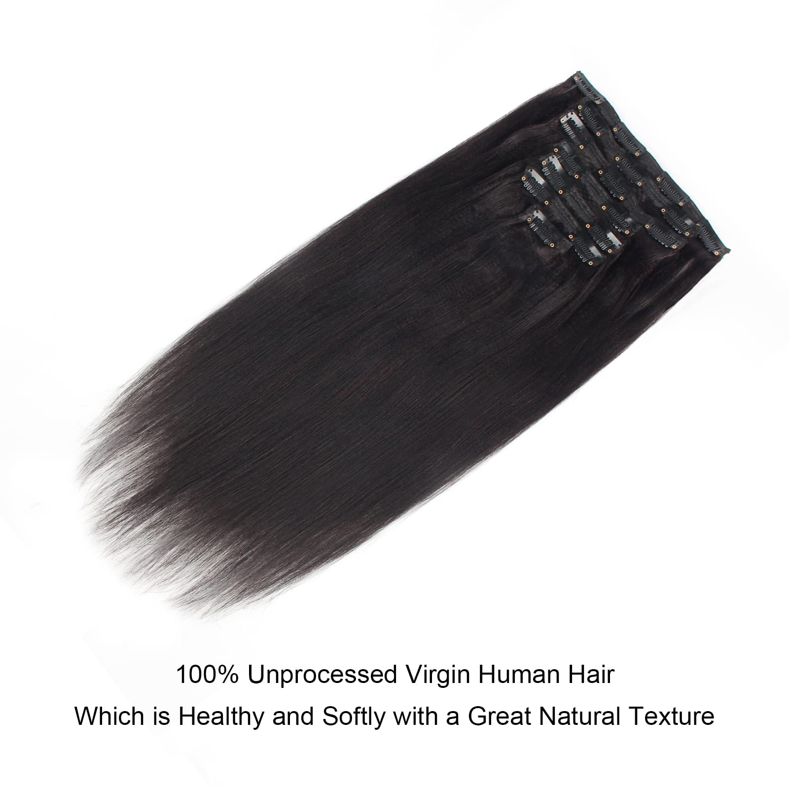 야키 스트레이트 클립 100% 인모 연장 더블 위사 스 - Seamless Clip In Hair Extensions Human Hair 리뷰 및 가격