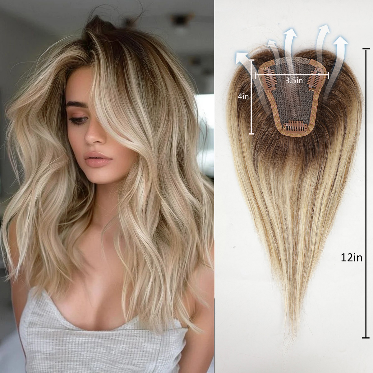 골든 브라운 옴브레 100% 레미 인모 헤어피스 여성용 - Seamless Clip In Hair Extensions Human Hair 리뷰 및 가격