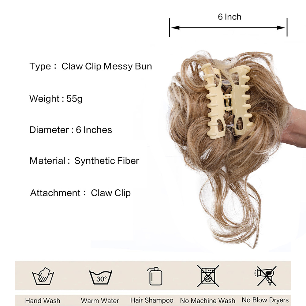합성 지저분한 롤빵 머리 조각 Tousled Updo  - Claw Clip Messy Bun Hair Piece 리뷰 및 가격