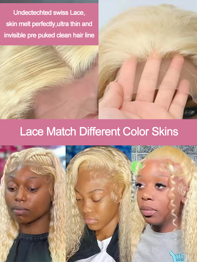613 딥 웨이브 허니 블론드 13x6 투명 레이스 프 - Hd Lace Frontal Wig Human Hair Pre Plucked 리뷰 및 가격