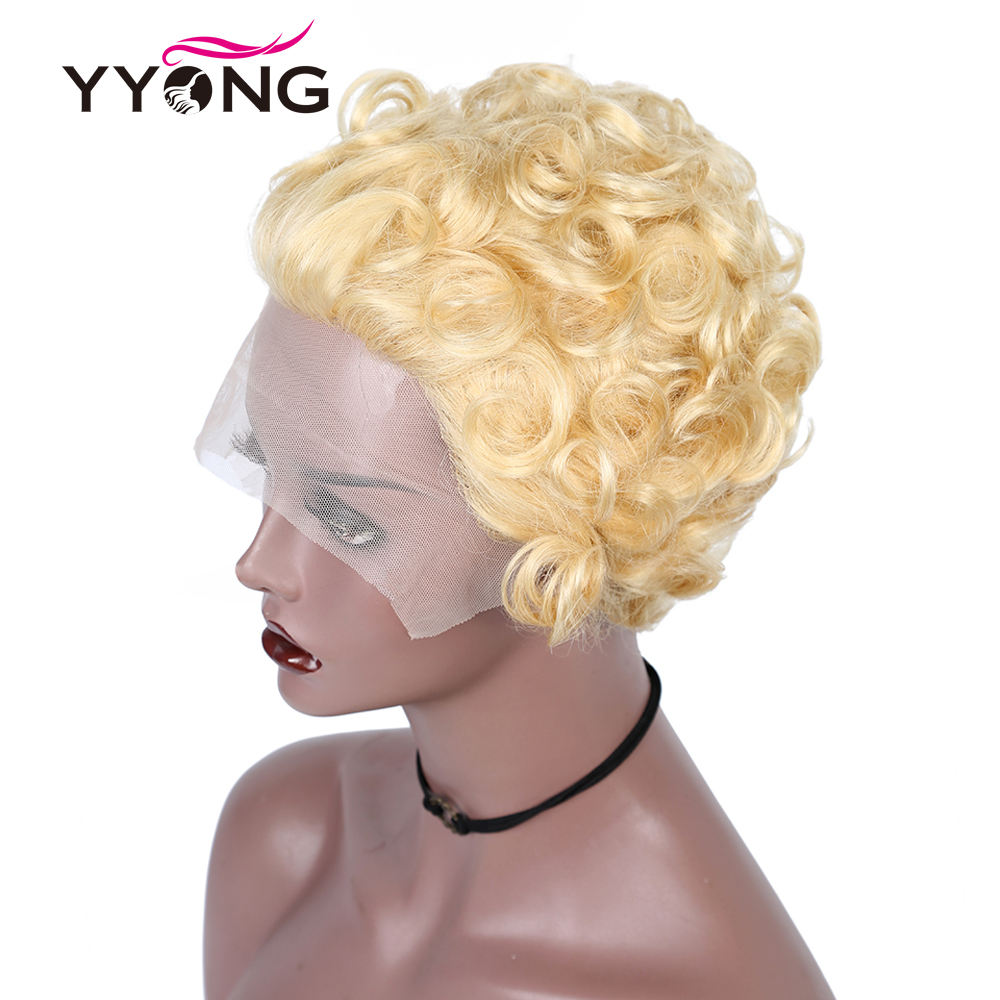 613 허니 블론드 픽시 컷 레이스 가발 짧은 후미 컬 - Short Pixie Cut Wig Human Hair Cheap 리뷰 및 가격