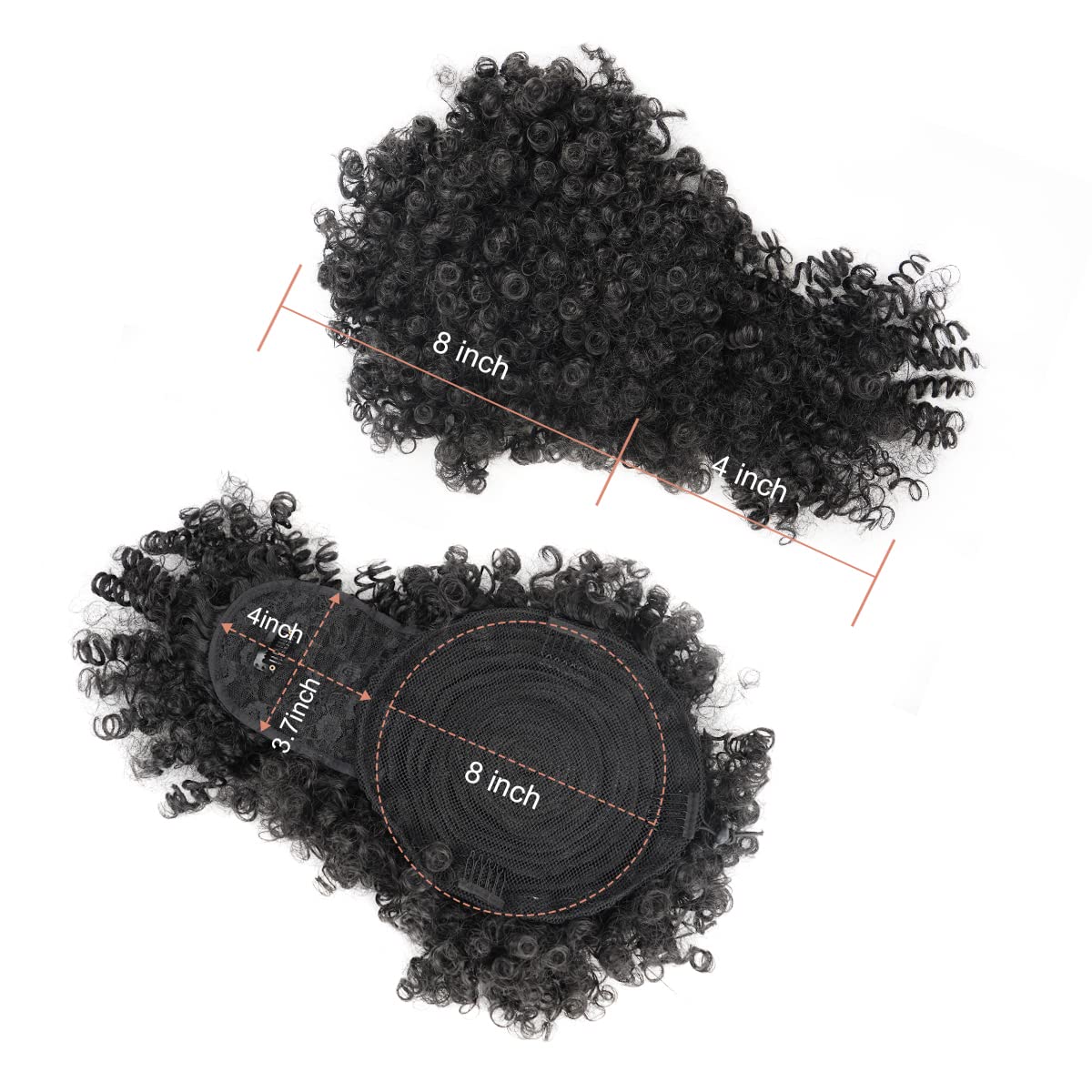 흑인 여성용 아프로 퍼프 합성 드로스트링 포니테일, 앞 - Drawstring Afro Curly Puff Ponytail 리뷰 및 가격