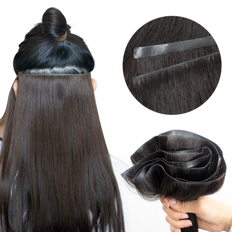 보이지 않는 긴 테이프 PU 씨실 인모 번들, 실제 자 - Invisible Tape In Extensions Real Hair 리뷰 및 가격