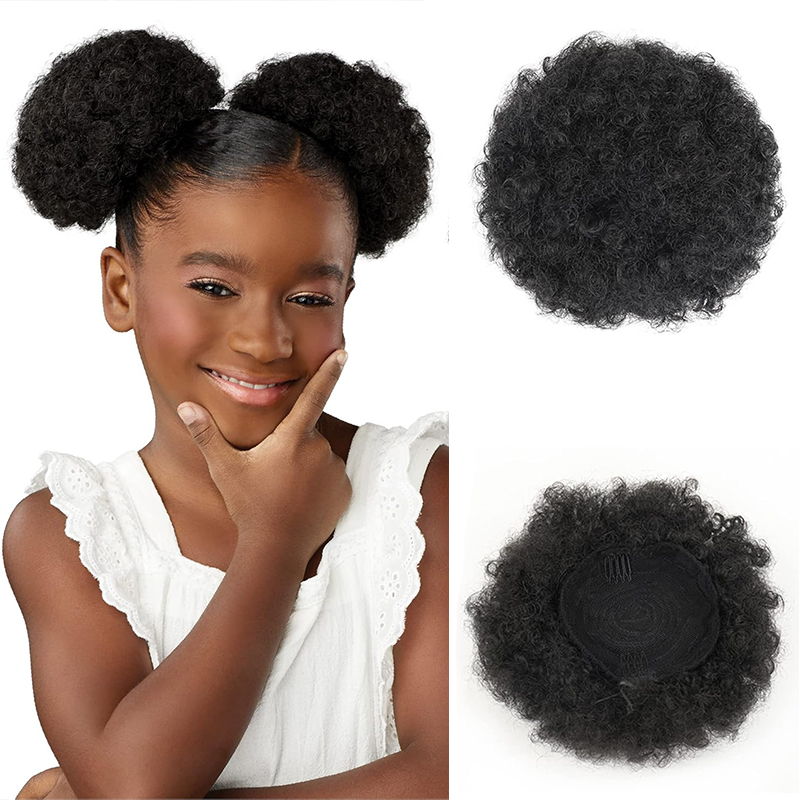 여아용 합성 아프로 퍼프 드로스트링 포니테일, 꼬부기  - Drawstring Afro Curly Puff Ponytail 리뷰 및 가격