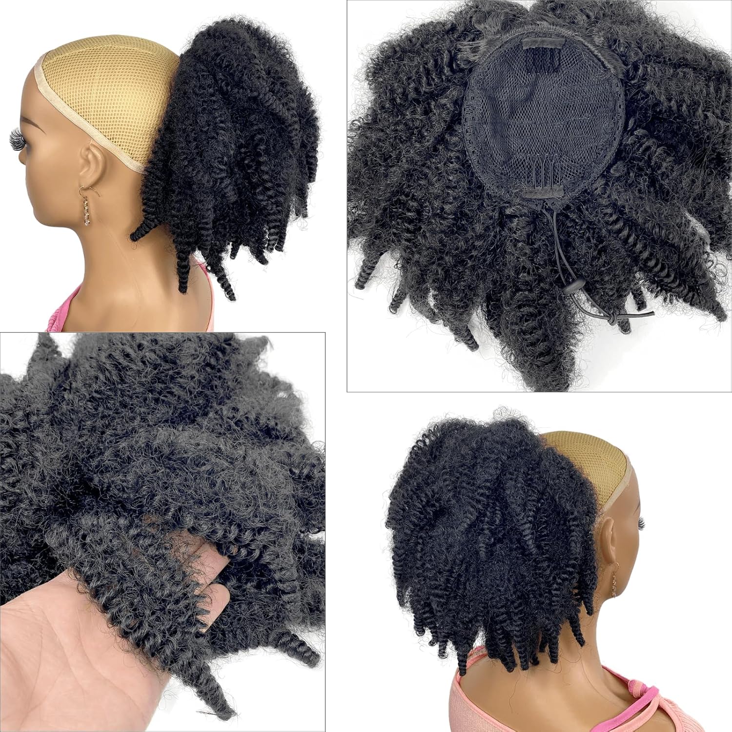 12인치 숏 말리 헤어 드로스트링 포니테일 브라운 블랙 - Drawstring Afro Curly Puff Ponytail 리뷰 및 가격