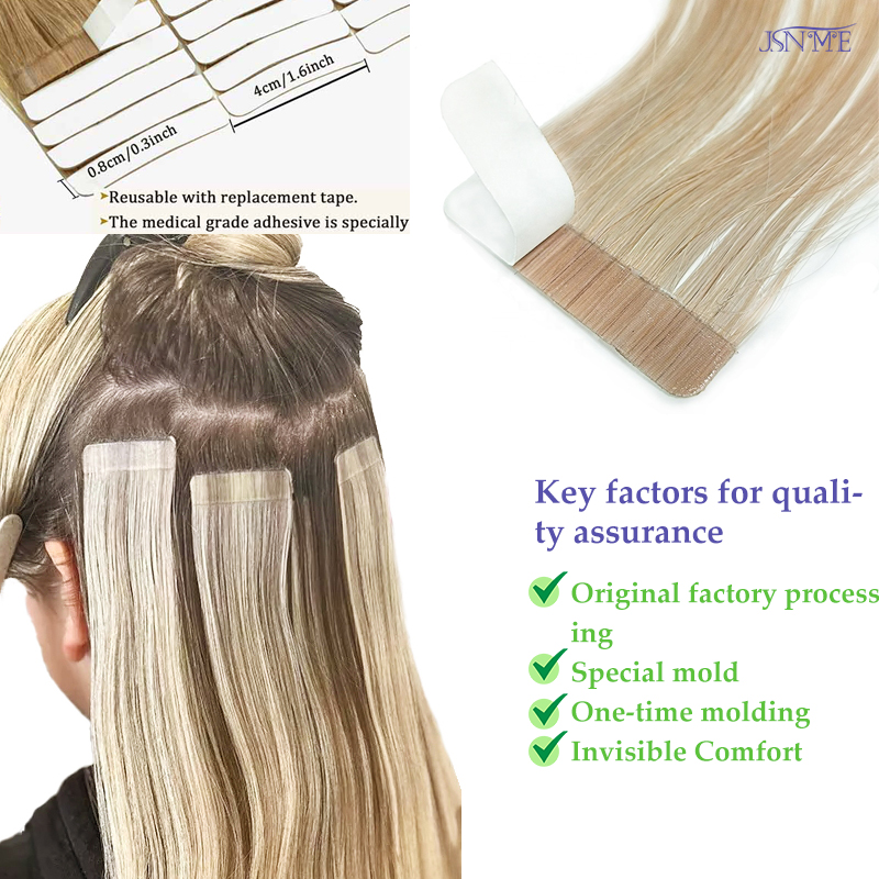 JSNME 테이프 인 헤어 익스텐션 100% 진짜 인간 - Invisible Tape In Extensions Real Hair 리뷰 및 가격