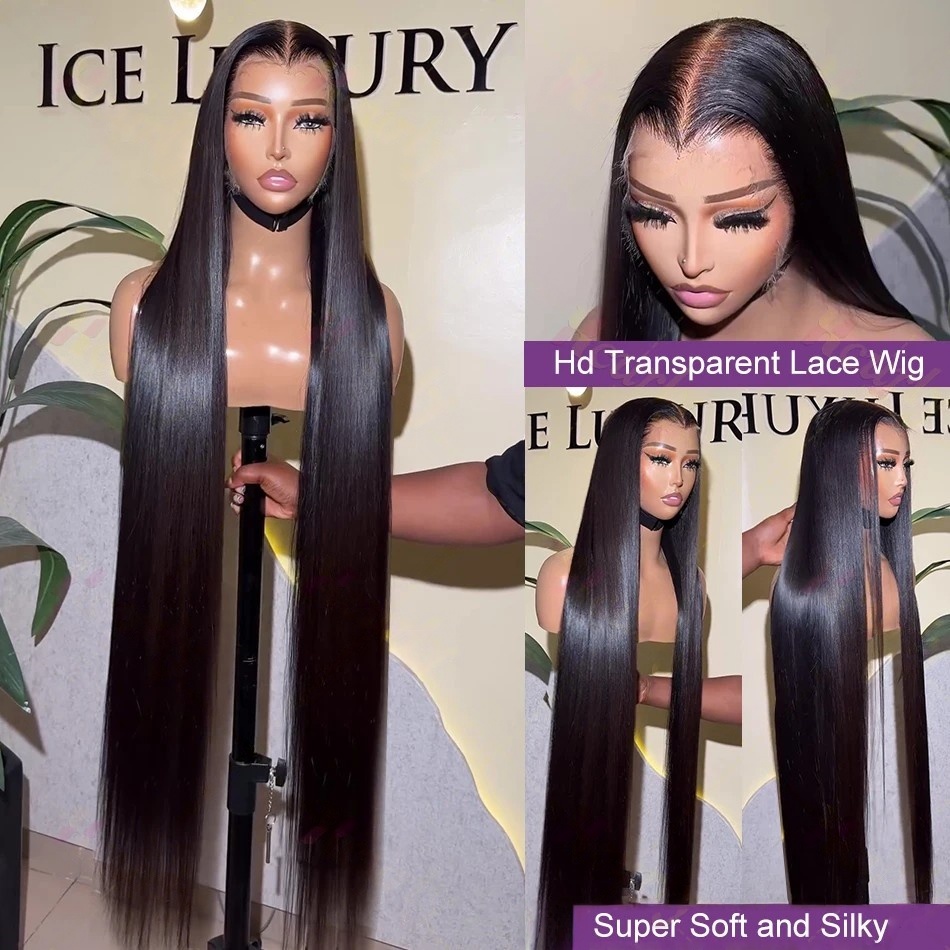 40인치 생머리 인모 가발 220 밀도 HD 레이스 가 - Lace Front Wigs 리뷰 및 가격