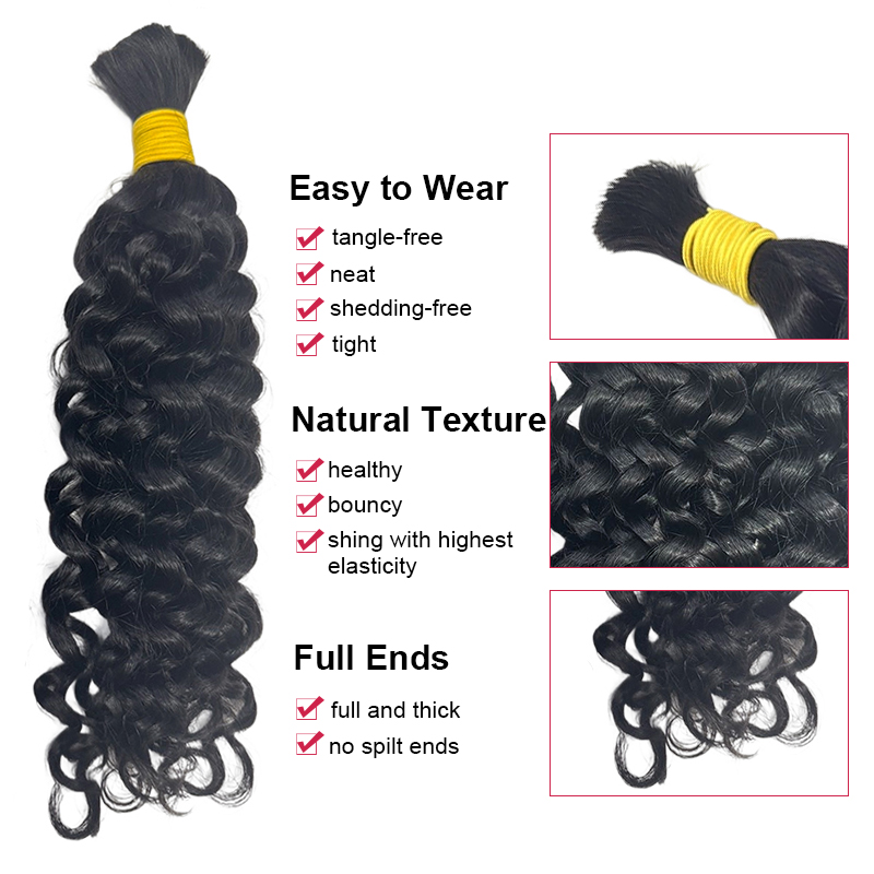 물결 웨이브 벌크 인모 브레이딩용 곱슬머리 노 웨프트  - Water Wave Bulk Human Hair For Braiding 리뷰 및 가격
