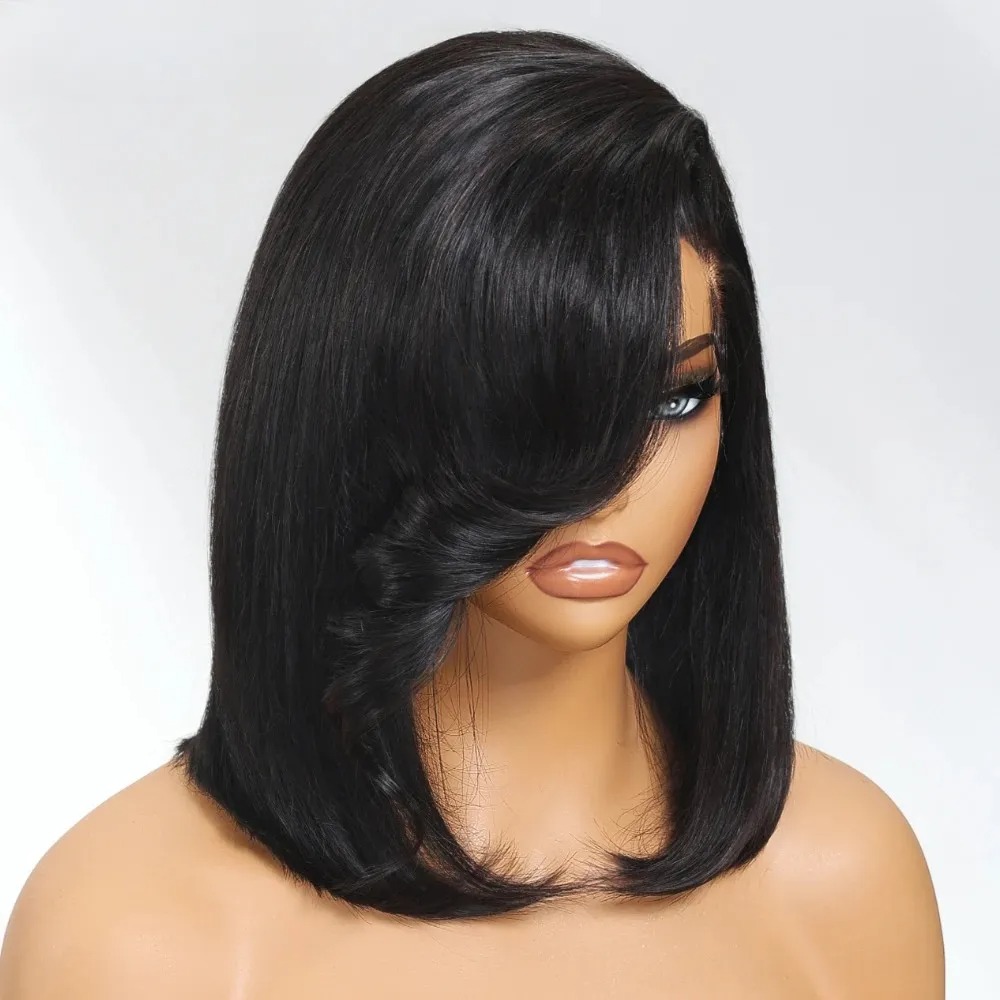 블랙 숏밥 스트레이트 레이스 프론트 가발 (뱅 포함)  - Pre Parted 13X4 Lace Front Bob Wig 리뷰 및 가격