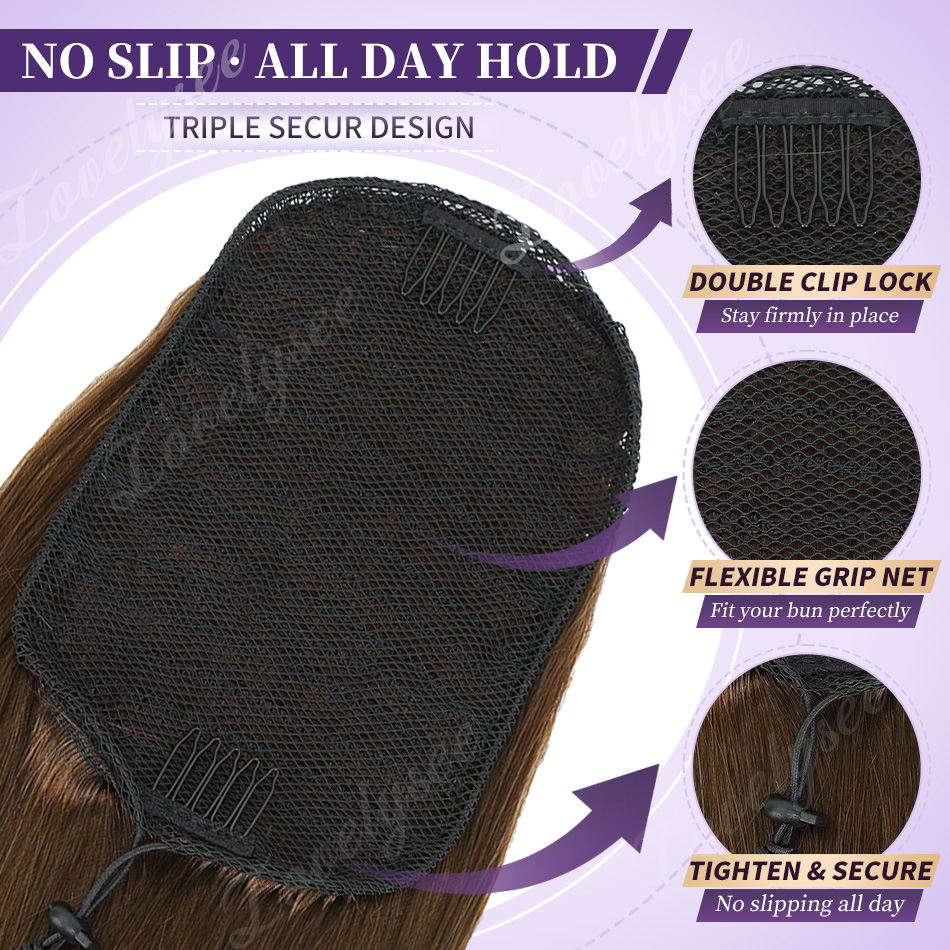 14-18인치 짧은 드로스트링 포니테일 100% 인모  - Seamless Clip In Hair Extensions Human Hair 리뷰 및 가격