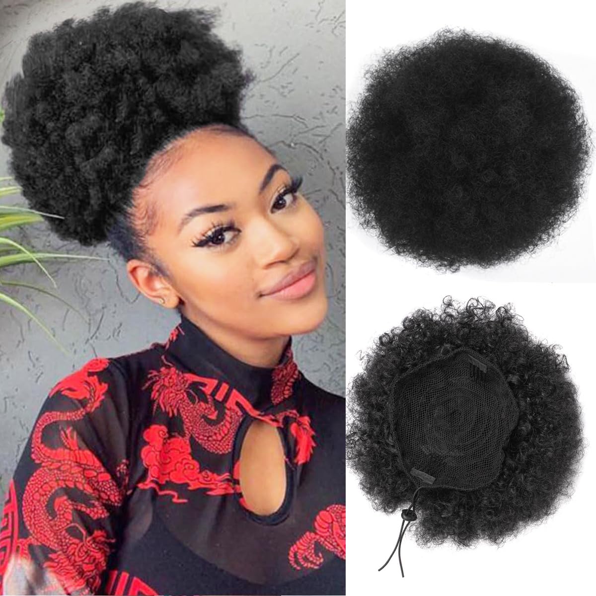 흑인 여성을위한 아프로 퍼프 드로우 스트링 포니 테일  - Drawstring Afro Curly Puff Ponytail 리뷰 및 가격