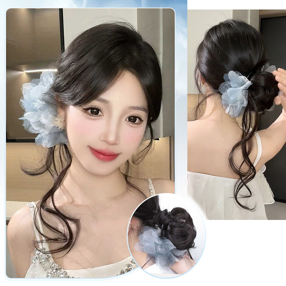 합성 짧은 웨이브 곱슬머리 꽃 모양 엉덩이머리 헤어피스 - Claw Clip Messy Bun Hair Piece 리뷰 및 가격