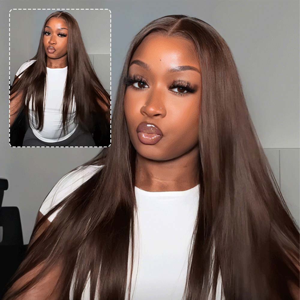 30 40 46인치 본 스트레이트 초콜릿 브라운 13x - Hd Lace Frontal Wig Human Hair Pre Plucked 리뷰 및 가격