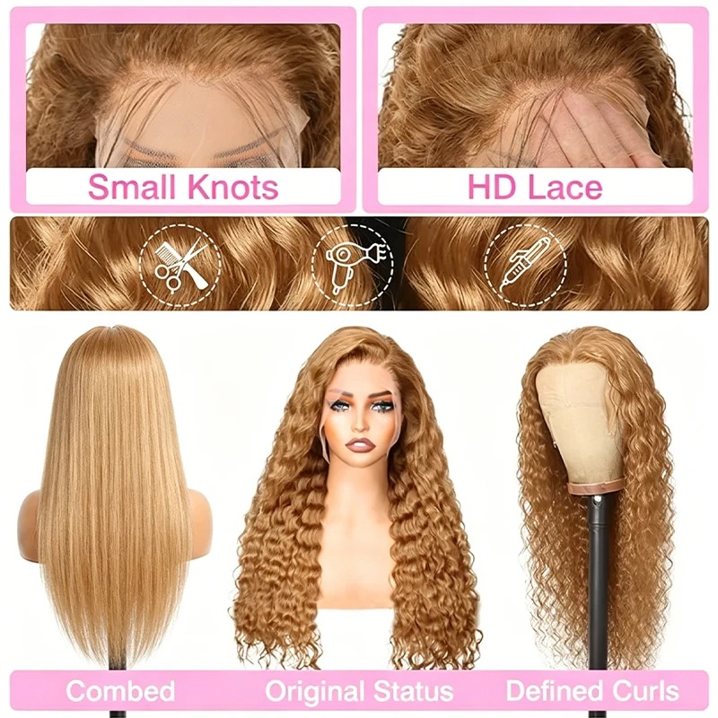 34인치 38인치 허니 블론드 인모 가발 딥 웨이브 1 - Human Hair Wigs 리뷰 및 가격