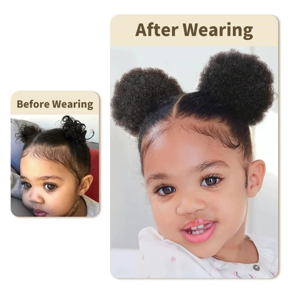 1개/팩 어린이 헤어 퍼프 천연 블랙 인모 아프로 퍼프 - Drawstring Afro Curly Puff Ponytail 리뷰 및 가격