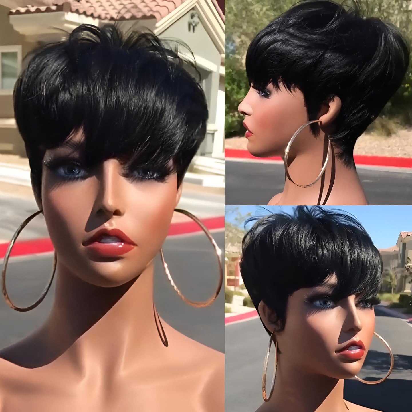 짧은 인모 가발 픽시컷 스트레이트 브라질리언 가발 흑인 - Short Pixie Cut Wig Human Hair Cheap 리뷰 및 가격