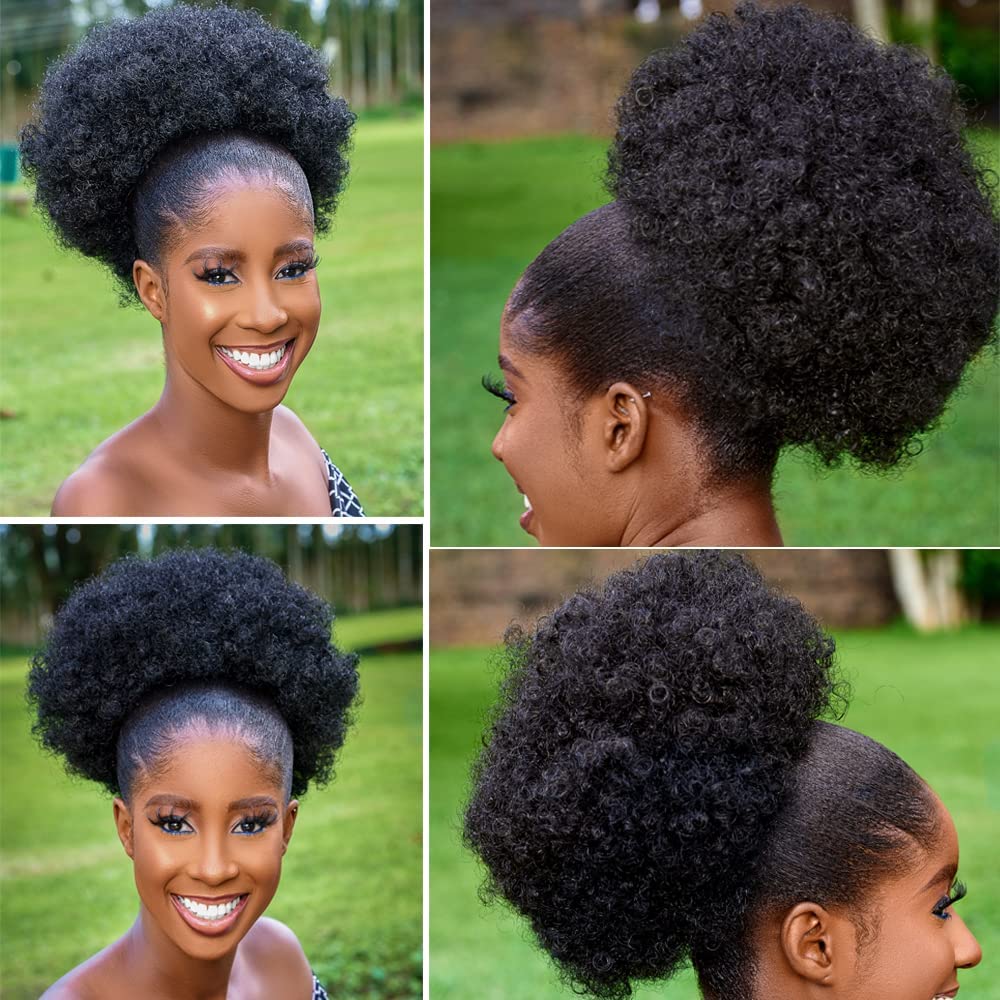 대형 아프로 퍼프 포니테일 익스텐션 클립 인 드로스트링 - Drawstring Afro Curly Puff Ponytail 리뷰 및 가격